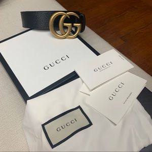 Gucci Wide leather belt with Double G buckle